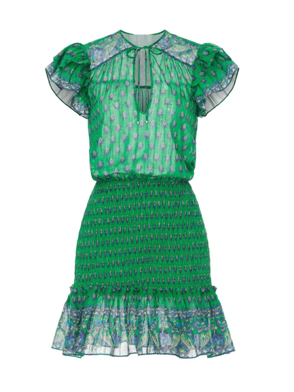 Veronica Beard Brindelle Smocked Cotton Minidress - size 14